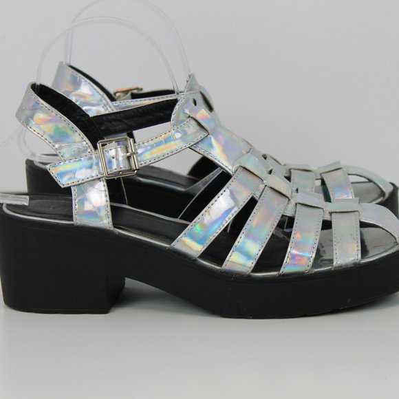 Bebo Shoes - Bebo Iridescent Strap Chunky Platform Sandals